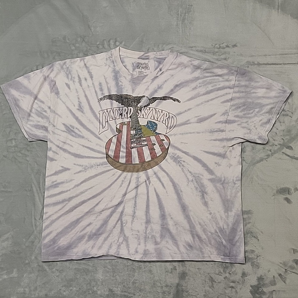 Lynyrd Skynyrd Shirt Mens 3XL Gray Tie Dye Graphic Tee Rock Band Short Sleeve